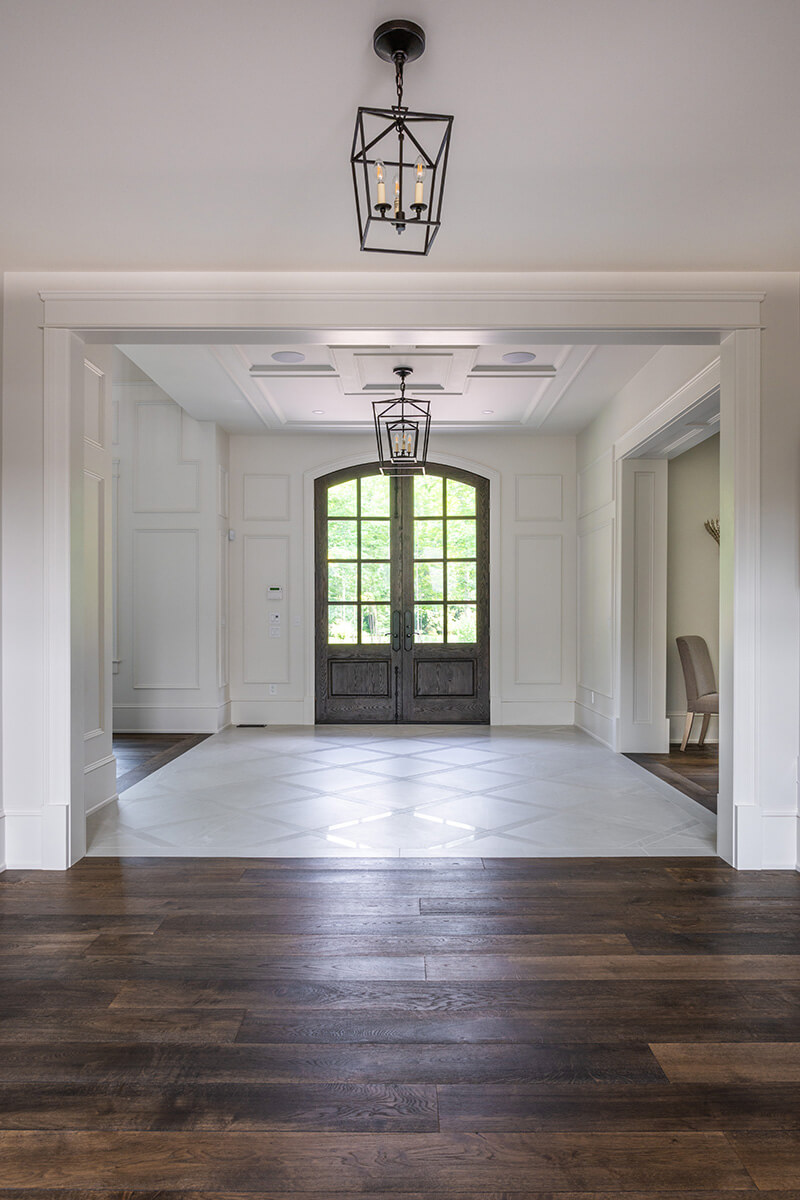 Custom Front Entrance With Large Dark Oak Doors