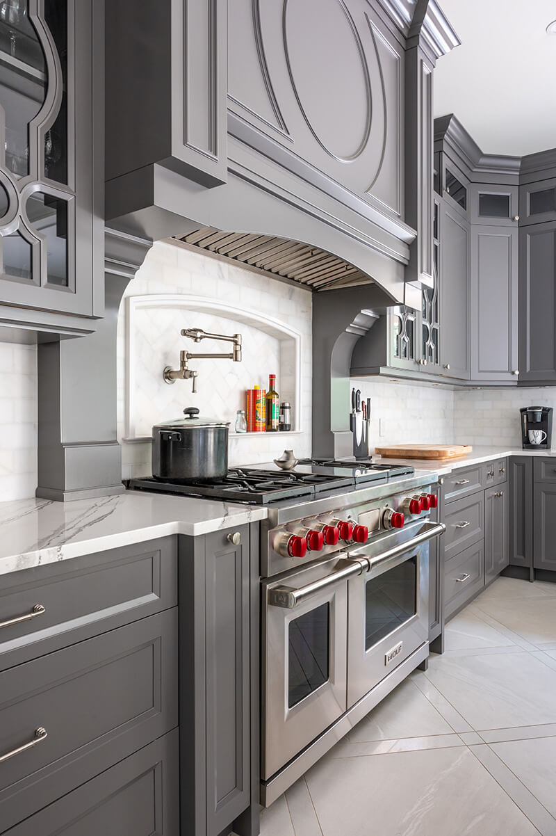 Custom Kitchen Design With Grey Cupboards